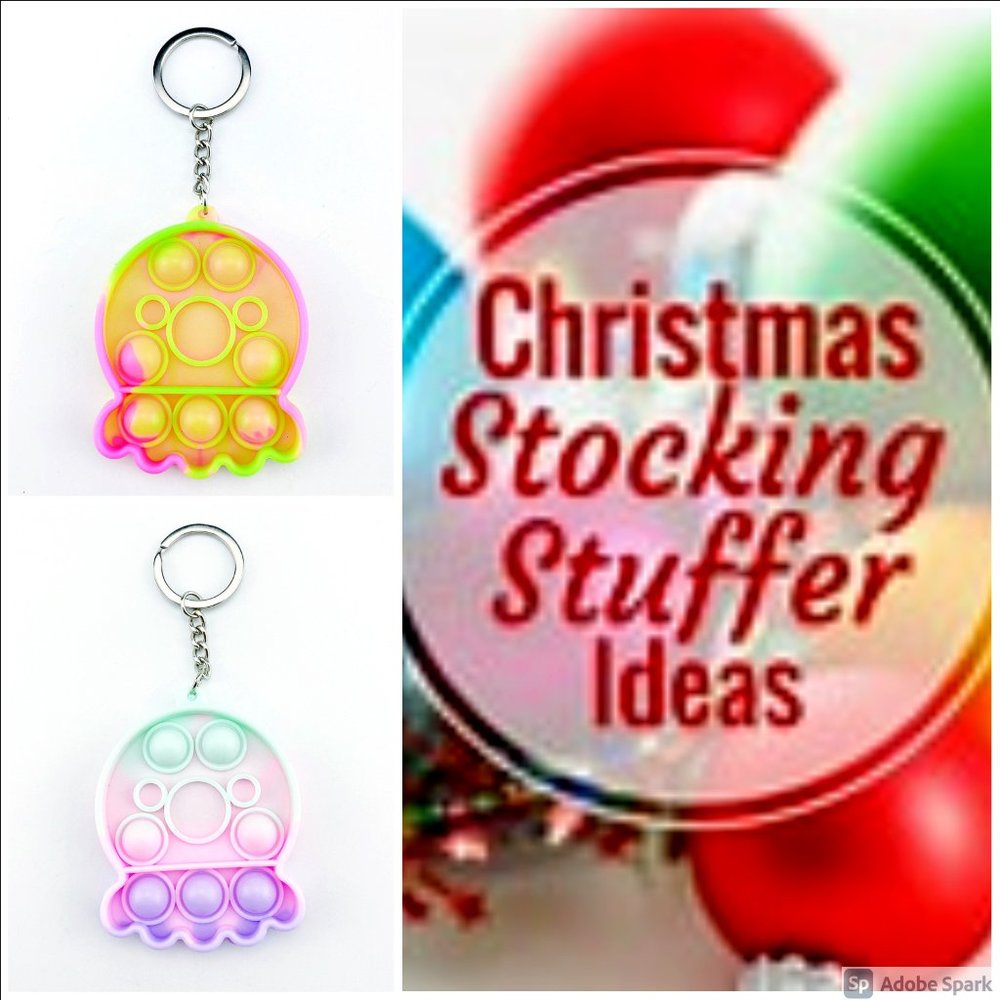 STOCKING STUFFER ALERT***Push Pop Bubble Fidget Toy Keychain SQUID***NWOT